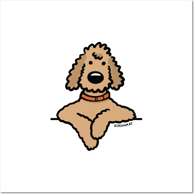 Poodle Doodle Dog Apricot Cute Cartoon Dog Wall Art by Coffee Squirrel